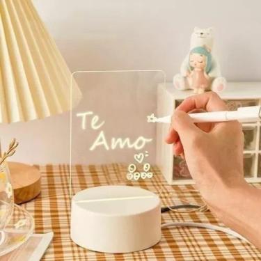 Imagem de Luminária Lousa Recado Escrever Placa Mensagem Caneta Usb - Art House