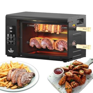 Imagem de Brazilian Flame Forno Elétrico Rotativo Rotativo - Série Volta, Grelha Vertical De Bancada Com Espetos Giratórios Automáticos Para Frango, Carne E Kebab, Visor Digital E Temperatura Ajustável, Capac
