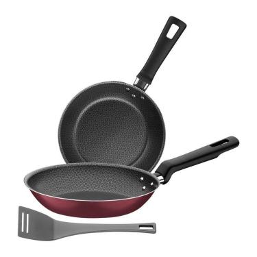 Imagem de Jogo de Frigideiras Loreto Antiaderente Alumínio 18CM e 22CM com Espátula Vermelho