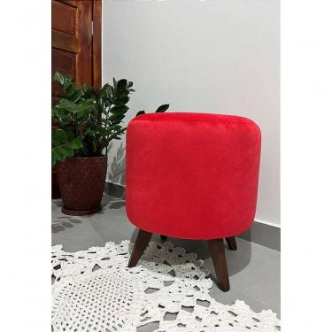 Imagem de Puff Pé Palito Redondo Não é Segredo Suede Animale Vermelho 40x45