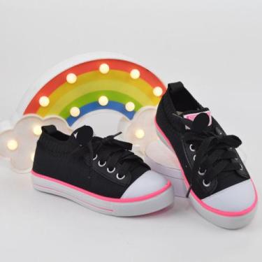 Imagem de Tênis Infantil Menina Meia Azul Rosa 26 Ao 33 Escolar Casual Calce Fác