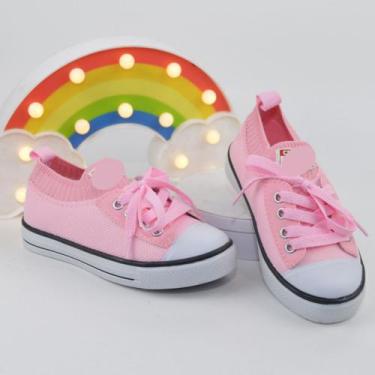 Imagem de Tênis Infantil Menina Meia Azul Rosa 26 Ao 33 Escolar Casual Calce Fác