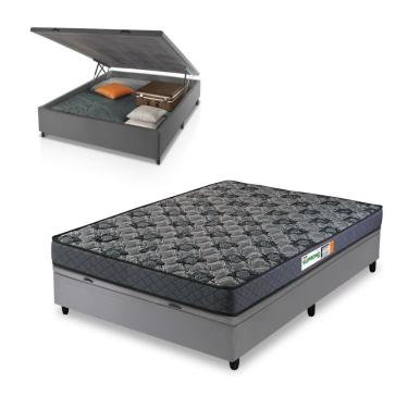 Imagem de Conjunto Box Baú Casal Prince Com Colchão Supremo Hellen D33 Cinza