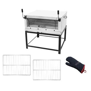 Imagem de Forno Gás Industrial Pedra Refratária Roma Inox 90 Firi90 + 2 Grades Extra + Luva Térmi...