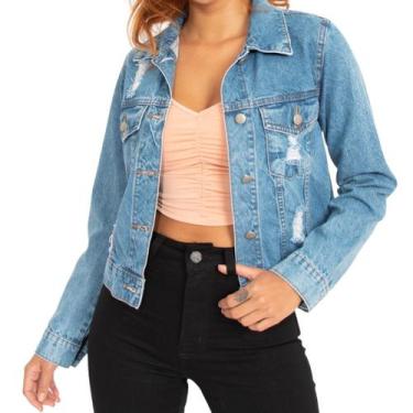 Imagem de Jaqueta Jeans Média Destroyed Azul Lady Rock JQ49088 Cor:AzulTamanho:M