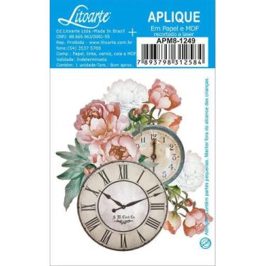 Imagem de Aplique em Papel e MDF - Flores e Relógio - APM8-1249 - no-brand