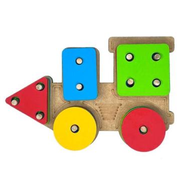 Imagem de Trem Pedagógico em Formas Geométricas Brinquedo Educativo MDF - Maninh