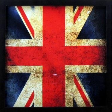 Imagem de Bandeira envelhecida grã bretanha - quadro retrô com vidro - F. Mandú