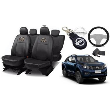 Imagem de Kit Capas de Couro Nissan Frontier 2024 + Capa de Volante + Chaveiro N