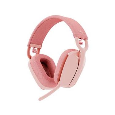 Imagem de Headset Sem Fio Logitech Zone Vibe 100 Com Microfone Flip-to-Mute, Cancelamento de Ruído e Conexão Bluetooth - Rosa