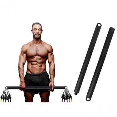 Imagem de Barra de Exercício Bravus com Encaixe para Elásticos em Aço de Alta Qualidade 1,07M Bivolt