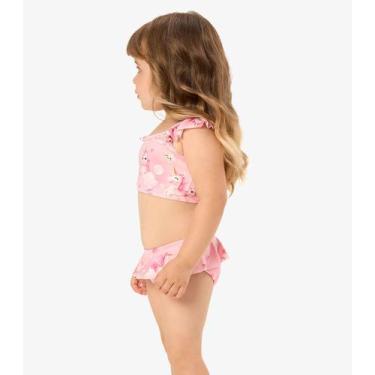 Imagem de Conjunto Biquini Blusa Com Calcinha UV Rovi Kids Rosa, 6, Rosa