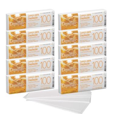 Imagem de Kit Lenço para Depilação Fibra Natural 1000 Unidades Branco Depilflax