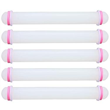 Imagem de Rolo de massa ajustável com anéis removíveis, 5 rolos de massa antiaderentes para assar massa, pizza, torta, doces, macarrão, biscoitos