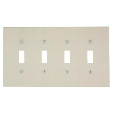 Imagem de Leviton 80512-A placa de parede com interruptor de dispositivo de 4 entradas, tamanho intermediário, térmico, amêndoa