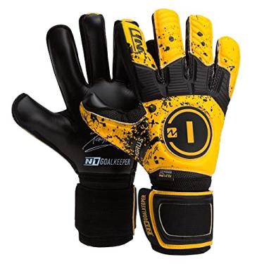 Imagem de N1 Goalkeeper gloves Horus 2.0 Elite Luvas de Goleiro Adulto para Futebol Profissional com Corte Padrão. De Látex Alemão com Fecho de Dupla Volta. Ótima Amortização e Proteção. Dourado. 9