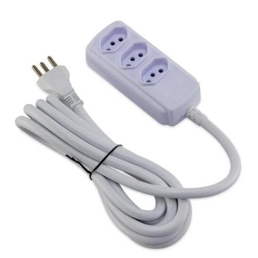 Imagem de Extensao 3 Tomadas Tripolar 20a 5m Branco Force Line
