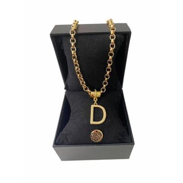 Imagem de Colar Feminino Elo Português Grosso 6mm Letra "D"