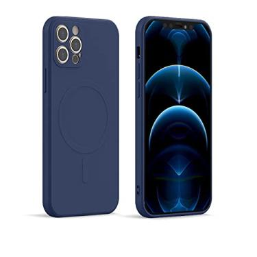 Imagem de Capa Magnética de Silicone Líquido para iPhone 12 Pro Max 11Pro X Xs Xr 7 8 Plus 13 Mini Carregador Sem Fio Magsafing Ímã Capa Traseira, Azul, Para iPhone 12 Mini