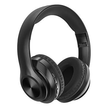 Imagem de Fones de ouvido sem fio, fones de ouvido Bluetooth, fones de ouvido sem fio com, fone de ouvido dobrável estéreo de alta fidelidade com microfone para aula online, escritório, PC, telefone (preto)