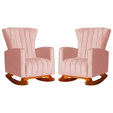 Imagem de Kit 02 Poltronas Decorativa Melinda Pés Balanço Veludo Cores - Ds Estofados