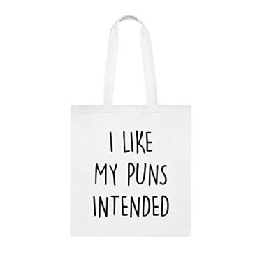Imagem de Sacola I Like My Puns Pretended, presente divertido, bolsa de ombro, bolsas reutilizáveis, cesta de Natal de aniversário, ideia de presente, Branco