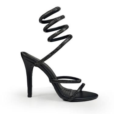 Imagem de Sandália Salto Fino Espiral Tendencia Luxo Cobra Peep Toe - Hashem