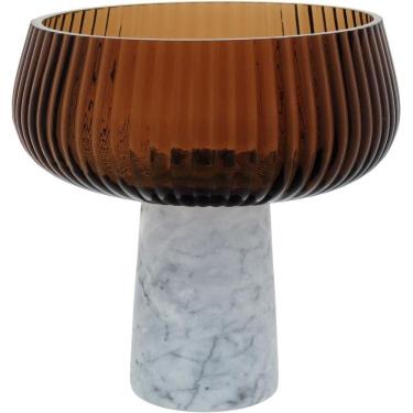 Imagem de BERETTA CENTRO MESA 18x18x18cm VIDRO ÂMBAR COM PÉ