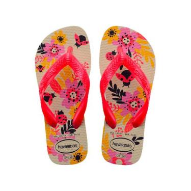 Imagem de Chinelo Infantil Feminino Havaianas Kids Flores Bege