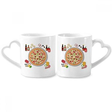 Imagem de Conjunto de canecas de porcelana para casal, comida de tomate italiana, sortidas, pizza, coração, coração