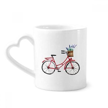 Imagem de Caneca de flores de lavanda em aquarela para bicicleta, copo de coração de vidro