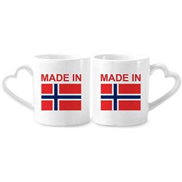 Imagem de Feito na Noruega Country Love Conjunto de canecas de porcelana de cerâmica para amantes de coração