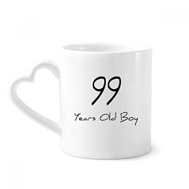 Imagem de Caneca para meninos de 99 anos de idade longevidade caneca café cerâmica copo de coração de vidro