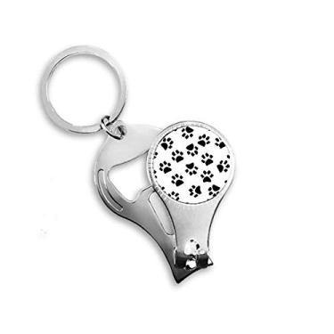 Imagem de Gato pegada animal arte padrão grão alicate anel chaveiro abridor de garrafa cortador