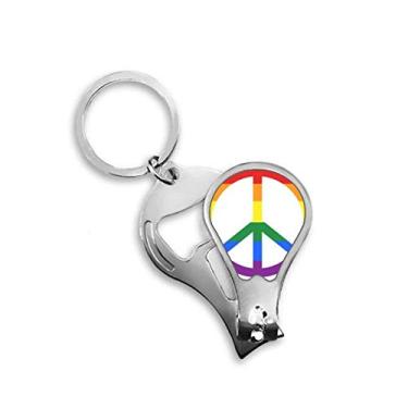 Imagem de Rainbow Gay Lesbian Anti Guerra LGBT Cortador de Unhas Abridor Chaveiro Tesoura
