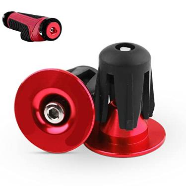 Imagem de extremidades de guidão de bicicleta ajustáveis de alumínio,Tampões de extremidade de guidão, tampa de plugue de extremidade de barra (Red)