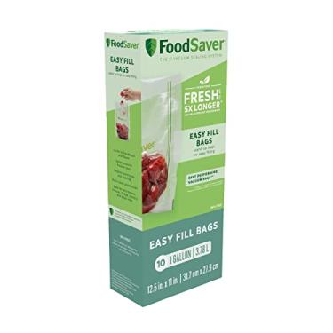 Imagem de FoodSaver Sacos seladores a vácuo de 3,8 litros de fácil enchimento | Grau comercial e reutilizável | 10 unidades, 3,5 litros, transparente