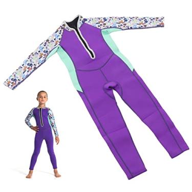 Imagem de Ternos Completos para Meninos e Meninas, maiô de Neoprene de Manga Comprida de 2,5 Mm Macio Elástico Térmico Infantil para Mergulho Infantil (tamanho 8)