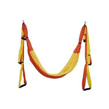 Imagem de Bestgift – Ferramenta de inversão de rede aérea para ioga e balanço para academia, casa, fitness, laranja + amarelo, 250 x 150 cm