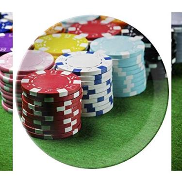 Imagem de Prato decorativo de porcelana para jogos de mesa verde Chip Salver Prato de jantar