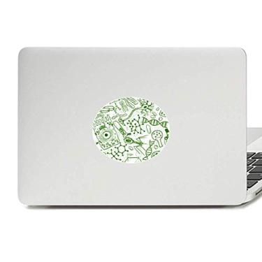 Imagem de Adesivo de notebook com emblema de vinil biológico e estrutura de células de microscópio verde