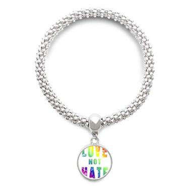 Imagem de DIYthinker Bracelete de prata LGBT com pingente de bandeira de lésbica gay arco-íris com corrente ajustável