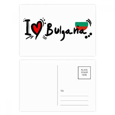 Imagem de Conjunto de cartões postais I Love Bulgana com a bandeira da palavra Love Heart Ilustration, cartão de felicitações de aniversário