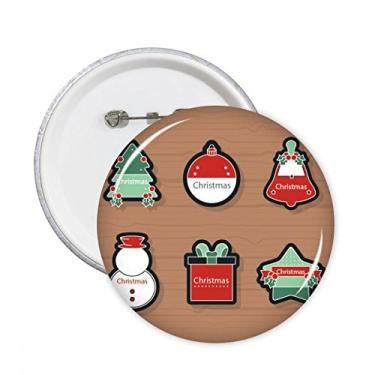 Imagem de Símbolo de Natal ícone de desenho animado de Natal pinos redondos emblema botão decoração de roupas presente 5 peças