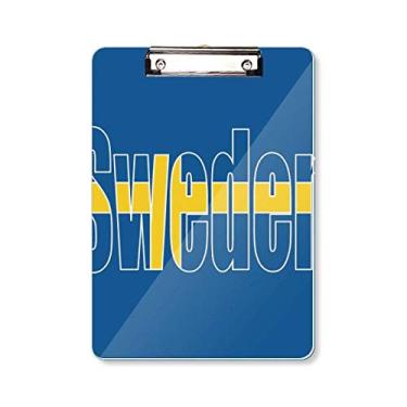 Imagem de Placa de suporte com nome da bandeira da Suécia A4