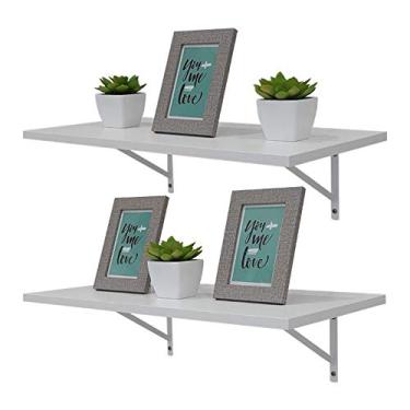 Imagem de Kit 2 Prateleiras 100 x 30cm Branca Com Mão Francesa