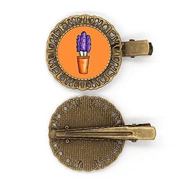 Imagem de Presilha de cabelo simples com flor roxa e presilha de cabelo