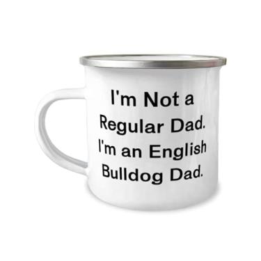 Imagem de Presentes reutilizáveis de buldogue inglês, I'm Not a Regular Dad. I'm an an English Bulldog Dad, linda caneca de acampamento de 355 ml presente para cachorro pai