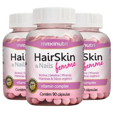 Imagem de 3 Hair Skin Nails Femme (Capsula Da Beleza) - 90 Cápsulas - Maxinutri