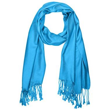 Imagem de Falari Cachecol feminino macio cor sólida Pashmina xale envelope, lembrancinha de casamento, noiva, dama de honra, presente de noite, Turquoise, One Size